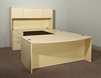 Picture of 72" Bowfront U Shape Office Desk with Filing and Overhead Storage