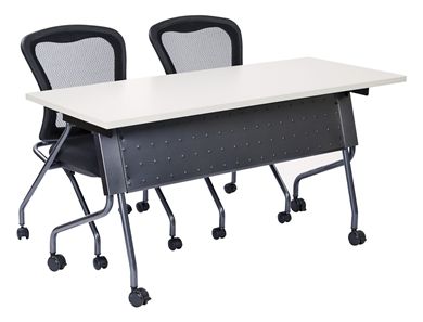 Picture of 60" Nesting Training Table with 2 Armless Mesh Chairs