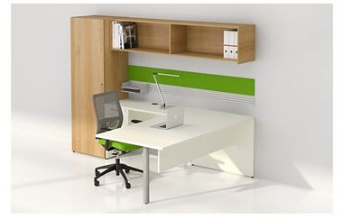Picture of 72" L Shape Office Desk Workstation with Wall Mount Storage and Wardrobe Storage