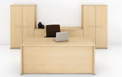 Picture of 72" Executive Office Desk with Storage Credenza and Double Door Cabinets