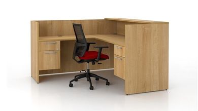 Picture of 72" L Shape Reception Desk Workstation with Filing Pedestals