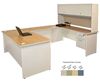 Picture of 72" U Shaped Steel Office Desk Workstation with Filing and Closed Overhead Storage
