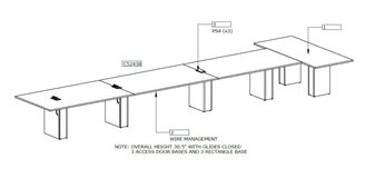 Picture of Custom T Powered Conference Meeting Table with 3 Power Grommets