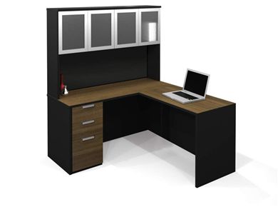 Picture of L- Shaped Workstation With Hutch
