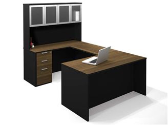 Picture of U-Shaped Workstation With Hutch And Pedestal