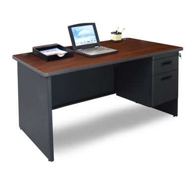 Picture of 60"W Steel Single Pedestal Desk with Filing Cabinet