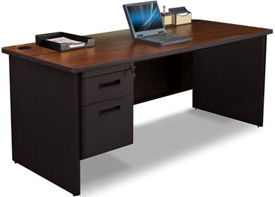 Picture of 72"W Steel Single Pedestal Desk with Filing Cabinet