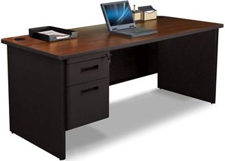 Picture of 72"W Steel Single Pedestal Desk with Filing Cabinet