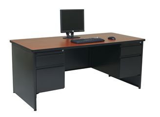Picture of 66"W Double Pedestal Steel Desk with Filing Cabinets