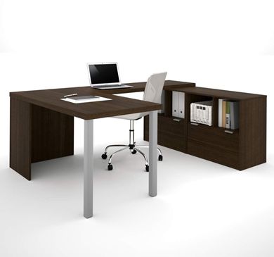 Picture of U-Shaped Desk With File Drawers