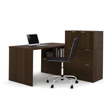 Picture of 30" X 60" L-Shaped Desk WIth Lateral File Drawers