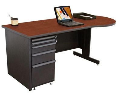 Picture of 72"W P Top Steel Office Desk with Filing Pedestal