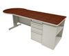 Picture of P Top Steel Office Desk with Filing Pedestal and Low Bookcase