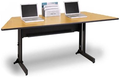 Picture of 72"W Trapezoid Folding Training Table on Casters with Wire Management