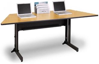 Picture of 60"W Trapezoid Folding Training Table on Casters with Wire Management