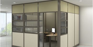 Picture of Modular Wall Ceiling Private Office Cubicle Workstation with Door