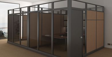 Picture of Cluster of 2 Person Private Office Cubicle Workstation with Doors