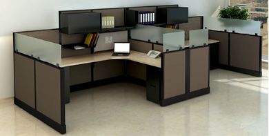Picture of Cluster of 2 Person 6'x 8' L Shape Office Desk Cubicle Workstation