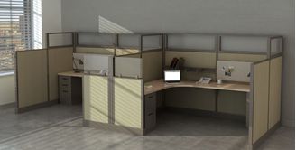 Picture of Cluster of 2 Person 6'x 8' L Shape Office Desk Cubicle Workstation