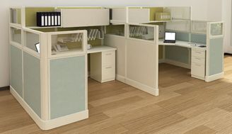 Picture of Cluster of 2 Person L Shape Office Desk Cubicle Workstation