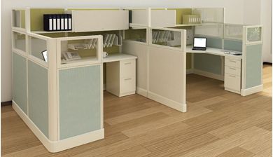 Picture of Cluster of 2 Person L Shape Office Desk Cubicle Workstation
