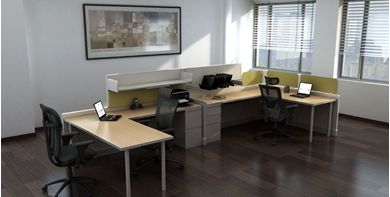 Picture of Cluster of 2 Person L Shape Office Desk Cubicle Workstation