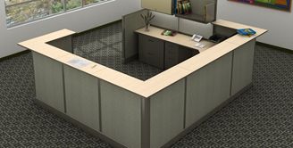 Picture of 9' x 11' Electrified U Shape Reception Desk Cubicle Workstation