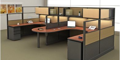 Picture of Cluster of 2 Person U Shape Office Desk Cubicle Workstation