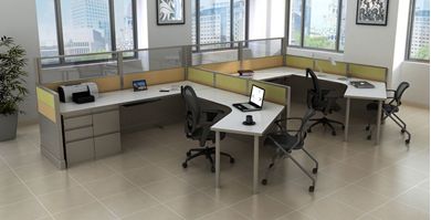 Picture of Cluster of 2 Person L Shape Shared Office Desk Cubicle Worktstation