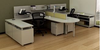 Picture of 2 Person U Shape Metal Desk Cubicle Workstation