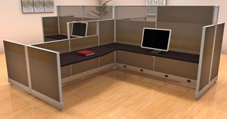 Picture of Cluster of 4 Person L Shape Cubicle Desk Workstation