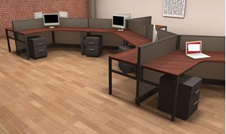 Picture of Cluster of 12 Person Shared Cubicle Desk Workstation