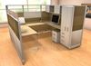 Picture of 8' x 8' U Shape Cubicle Desk Workstation with Wardrobe and Storage