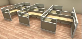 Picture of 6' x 8' Cluster of 6 Person Cubicle Desk Workstation
