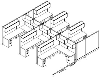 Picture of Cluster of 6 Person L Shape 6' x 8' Cubicle Desk Workstation