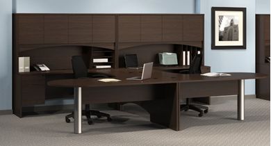 Picture of 2 Person D Top U Shape Office Desk Workstation,Oveheard Storage