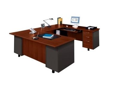 Picture of Contemporary 72"W U Shape Office Desk Workstation with Filing Pedestals