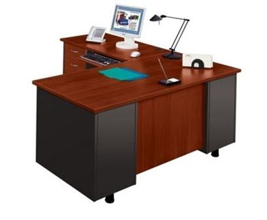 Picture of Contemporary 66"W L Shape Office Desk Workstation with Filing Pedestals