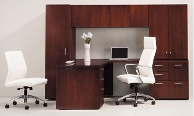 Picture of 72" L Shape Office Desk Workstation with Bookcase and Wardrobe Storage