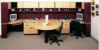 Picture of 2 Person U Shape Office Desk Workstation with Shared Peninsula Desk