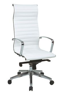 Picture of High-Back White Eco Leather Chair with Built-in Headrest