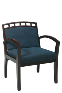 Picture of Mahogany Finish Leg Chair with Upholstered Wood Crown Back
