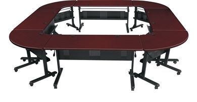 Picture of Circular Set of Mobile Nesting Training Table with Privacy Modesty Panel