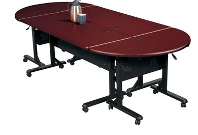 Picture of Modular Oval Mobile Nesting Training Table with Privacy Modesty Panel