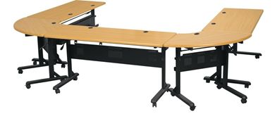 Picture of Half Circular Set of Mobile Nesting Training Table with Privacy Modesty Panel