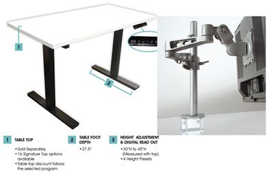 Picture of Powered Height Adjustable Table with Dual Monitor Arm