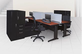 Picture of 4 Person Training Table Workstation with Wardrobe and Lateral Filing