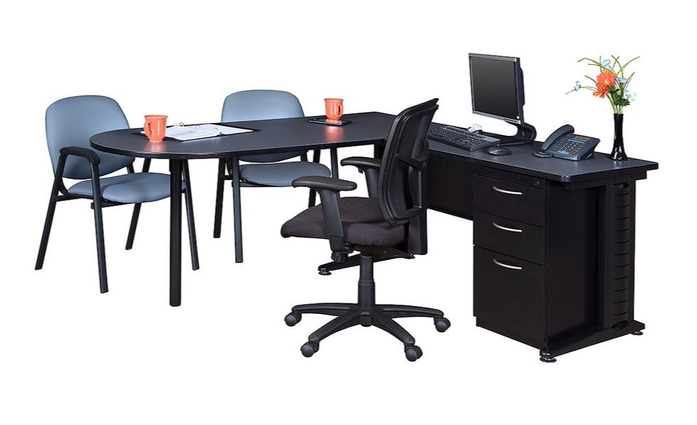 The Office Leader 72 L Shape P Top Metal Office Desk Workstation