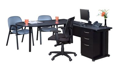 Picture of 66" L Shape P Top Metal Office Desk Workstation with Filing Pedestal
