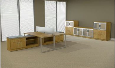 Picture of Contemporary 2 Person L Shape Desk with Lateral File Storage